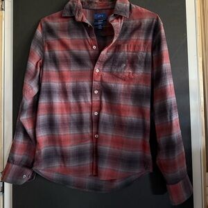 Apt. 9 Red and Gray Casual Plaid Shirt